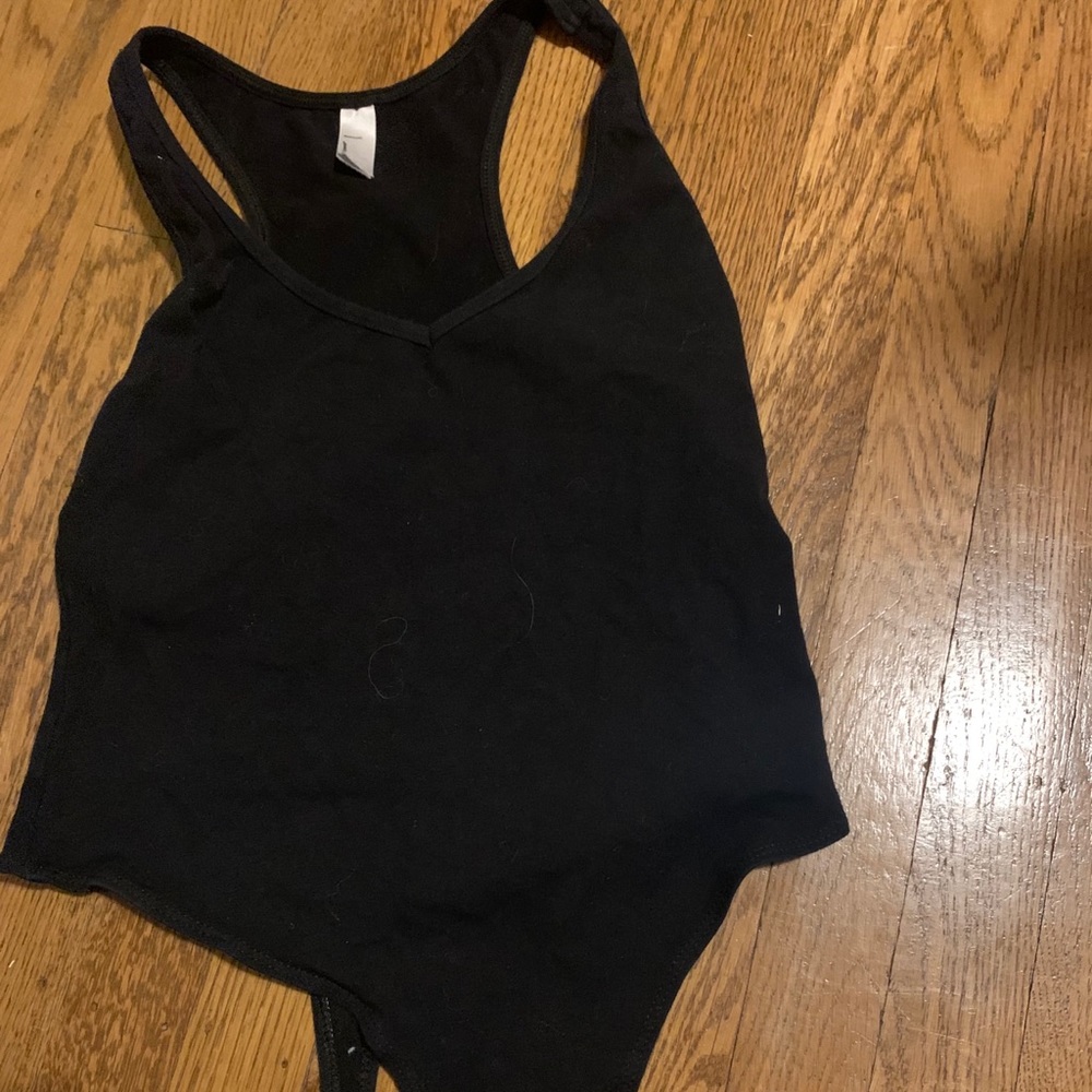 American Apparel black bodysuit racer back tank M